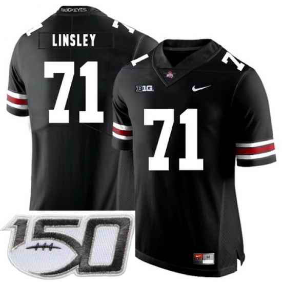Ohio State Buckeyes 71 Corey Linsley Black Nike College Football Stitched 150th Anniversary Patch Jersey